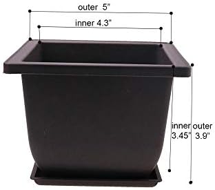 MUZHI 6PCS/Pack Retro Style Basin Plastic Flower Pot 6.5 Inch Flower Bonsai Tree Plant Bowl Nursery Pots Maceta Cuadrada Simulational Purple Sands Pots with Tray Rectangle Small