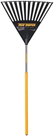 True Temper 2914912 Clog Free Poly Leaf Rake with 48 in. Hardwood Handle with Cushion Grip, 24 Inch