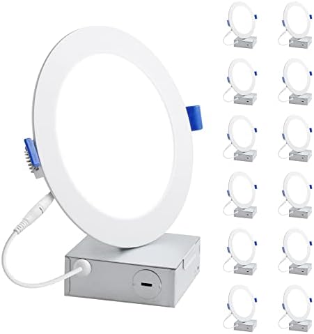 Lepro 6 Pack 6 Inch LED Recessed Ceiling Light with Junction Box, 5000 Kelvin Daylight Wafer Ultra-Thin, 1050 Lumen Dimmable Retrofit Downlight
