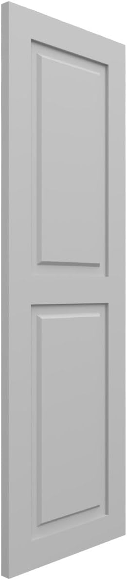 12"W x 36"H True Fit PVC Two Equal Raised Panel Shutters, Primed (Per Pair - Hardware Not Included)