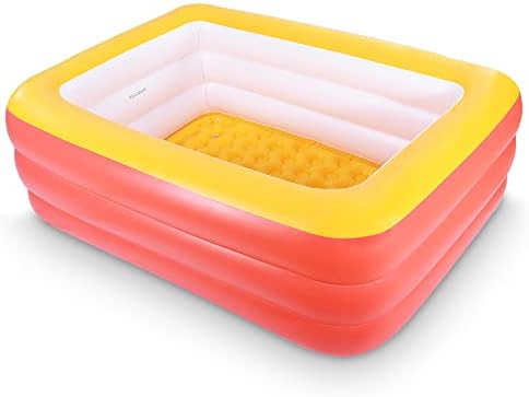 Inflatable Swimming Pool for Kids, 59" X 45" X 20" Kiddie Pools with Inflatable Soft Floor, Durable Blow Up Pools for Backyard