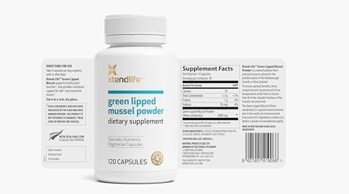 Xtendlife Green Lipped Mussel Supplement, 30 Day Supply | 2400mg Joint Support Formula with Omega‑3 Fatty Acids – New Zealand Sourced Mussel Powder for Mobility & Flexibility