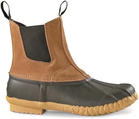 Guide Gear Men’s Pull On Insulated Leather Duck Boots Waterproof Rain Shoes, 400 Gram