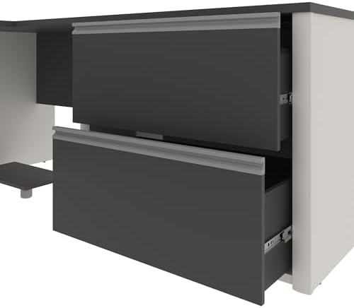 BESTAR Connexion U-Shaped Workstation with Two Oversized Pedestals, Slate/Sandstone | With Two Oversized Pedestals