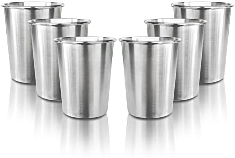 6 Pack 8 oz Stainless Steel Kids Cups, Children's Pint Cups, Stackable Metal Cups, Shatterproof Drinking Glasses