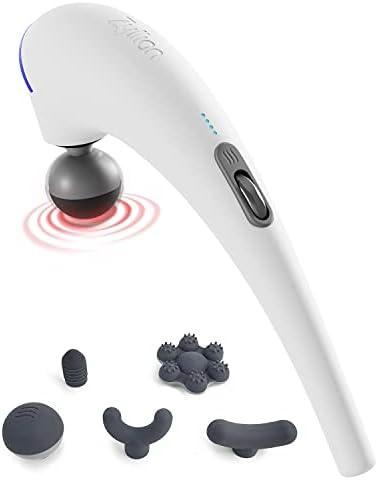 Zyllion ZMA-27 Handheld Electric Massager with Heat for Pain Relief, White
