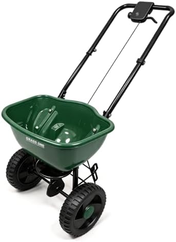 15L Walk-Behind Broadcast Spreader, Push Seed & Fertilizer | Adjustable 6 Flow Controls, Suitable For Seed, Fertilizer, Salt And Ice Melt