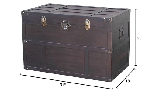 Vintiquewise QI003041LNEW Antique Style Wooden Steamer Trunk