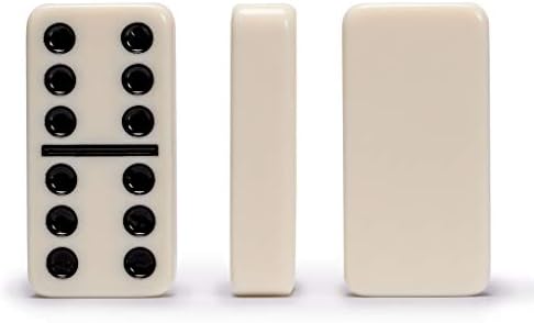 Yellow Mountain Imports 28 Tiles Double 6 Dominoes (Pips/Dots) Game Set - Jumbo Tournament Size Dominos with Dark Oak Wood Case