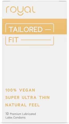 Royal Super Ultra Thin Vegan Condoms for Men – Tailored Fit Premium Lubricated - Unflavored Lubricant, Organic Latex - Odorless, Slim & Snug