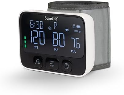 SureLife Premium Wrist Blood Pressure Monitor | Voice Readout, Irregular Heartbeat Alerts, Color-Coded Backlit LCD Screen, Fully Automatic