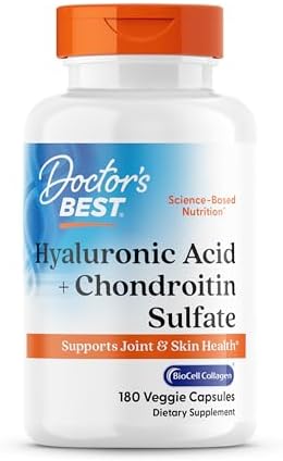 Doctor's Best Hyaluronic Acid with Chondroitin Sulfate, Featuring BioCell Collagen, Non-GMO, Gluten Free, Soy Free, Joint Support, 180 Count (Pack of 1)