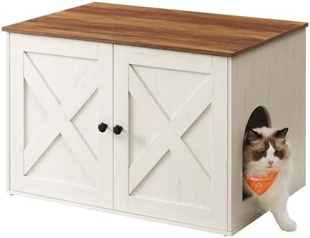 Feandrea Cat Litter Box Enclosure, End Table, 31.5 x 20.9 x 19.7 Inches