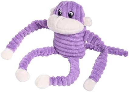 ZippyPaws Crinkle Monkey for Small and Medium Dogs - Small, Purple | Interactive Dog Toys to Keep Them Busy, Squeaky Plush Pet Toy for All Breeds