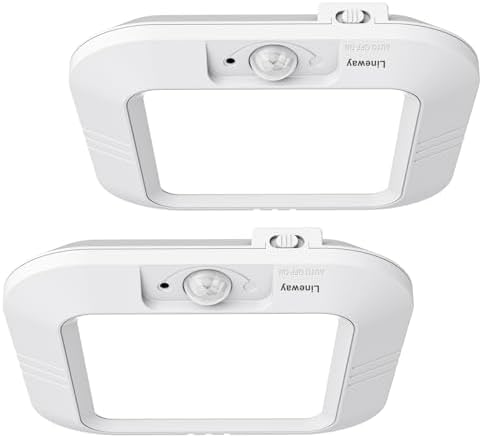 2 Pack Battery Operated Ceiling Light Motion Sensor Shower Light, Wireless Closet Lights 6000K LED Bathroom Shower Lamp
