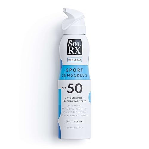 SolRX SPORT SPRAY SPF 50 Sunscreen Spray, Reef Friendly Face & Body | 360 Degree Multi-Angle Nozzle, Designed For Easy Application, Outdoor Activities