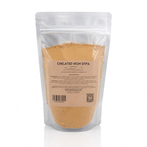 Greenway Biotech, Inc. Chelated Iron DTPA 11% - for Alkaline Soils (pH 4.0-7.5) - 100% Water Soluble Fertilizer for Citrus, Lawns & Hydroponics - Corrects Iron Chlorosis - Made in USA - 1 Pound