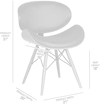 Armen Living Cassie Dining Chair in Black Faux Leather and Walnut Wood Finish 20D x 21W x 31H in