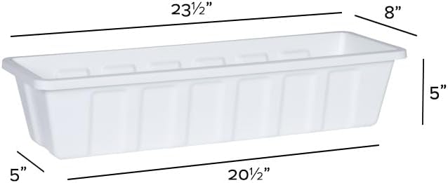 Root & Vessel Poly-Pro Plastic Flower Box Planter, White, 30-Inch