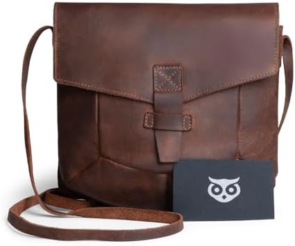 Hide & Drink, Prisma-Shaped Shoulder Bag, Vintage Purse, Messenger and Crossbody Bag, Full Grain Leather, Handmade