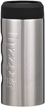 Grizzly Grip Slim Can, 12 oz Stainless Steel Can Cooler, Brushed Stainless
