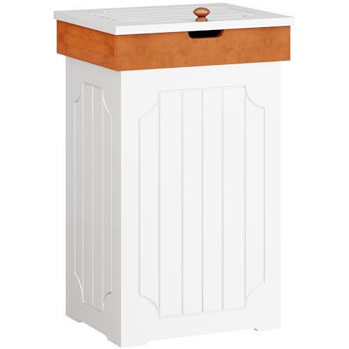 Function Home Trash Can Cabinet, 13 Gallon Kitchen Garbage Can, Wood Recycling Trash Bin, Freestanding Dog Proof Trash Can, Farmhouse Trash Cabinet with Lid for Home Kitchen Bathroom, Yellow