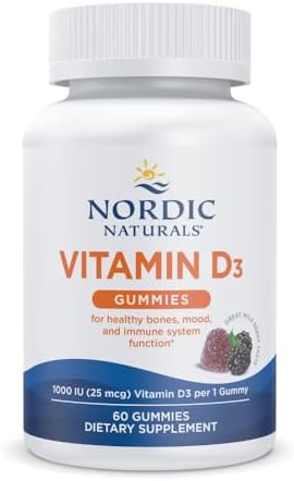 Nordic Naturals Vitamin D3 Gummies,1000 IU D3 + Iron, Wild Berry - 120 Count