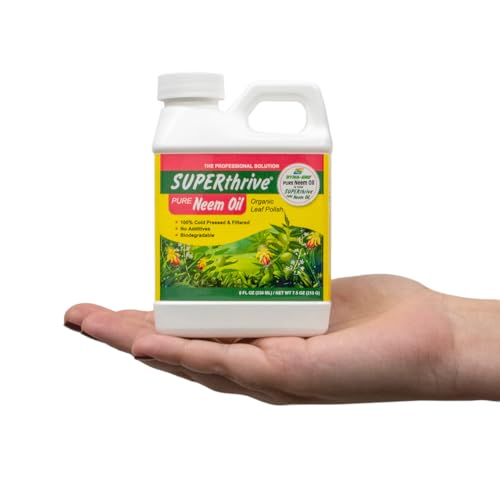 SUPERthrive Organic Pure Neem Oil, Cold-Pressed, Concentrate, 8 oz | 100% cold pressed & filtered. No additives, biodegradable. For leaf polish and plant care.