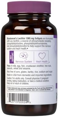 Bluebonnet Lecithin 1365mg, 90 Count | Third-party tested for purity and potency; manufactured in the USA