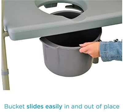 NOVA Heavy Duty Bedside Commode, Extra Wide Seat, 500 lb. Weight Capacity, Seat Height Adjustable, Stand Alone or Over Toilet Bariatric Commode, Grey