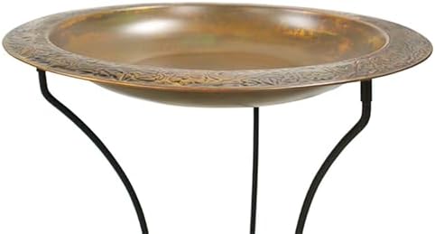 Ancient Graffiti Copper Plated Steel Bird Bath, 22W x 2D x 22H in.