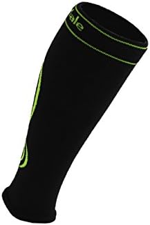 Bridgedale Unisex Merino Fusion Winter Sport Calf Sleeve, Large, Black/Fluro with Sock Ring