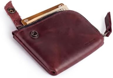 Hide & Drink, Leather Zippered Wallet, Holds Up to 6 Cards Plus Folded Bills, Pouch Organizer, Cash Holder, Travel Essentials, Mini, Pocket-Size, Handmade (Bourbon Brown)