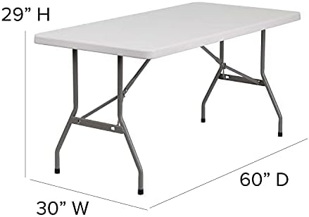 Flash Furniture 5 ft Plastic Folding Table, Granite White | Durable Construction, Commercial Use