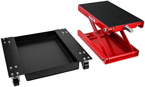 Extreme Max 5001.5059 Wide Motorcycle Scissor Jack with Dolly - 1100 lbs.