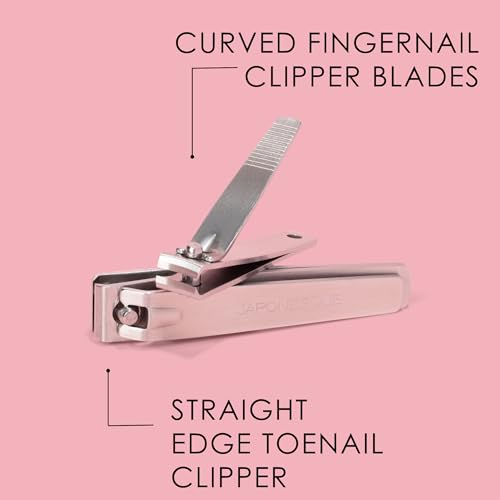 JAPONESQUE Fingernail & Toenail Clippers Set with Salon Quality Sharp Blades Made from Stainless Steel