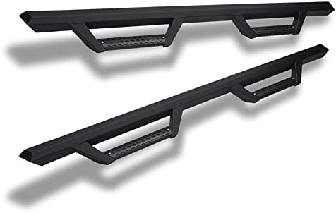 Matte Black Hoop Drop Step Side Nerf Bars Rail Running Boards v2 Compatible with 05-22 Toyota Tacoma Double (Crew) Cab