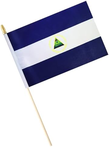 5 Pack Nicaragua Nicaraguans Small Mini Wood Hand Held Stick Flag, Suitable For Various Holiday Parties, World Cup, National Day