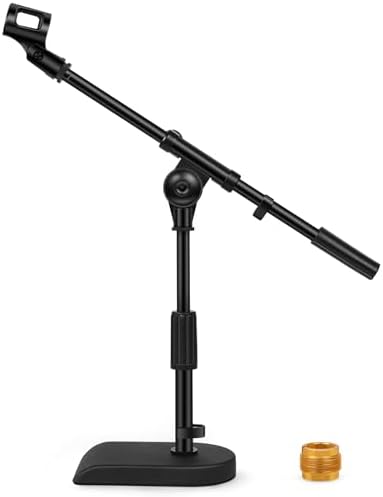 InnoGear Adjustable Desk Microphone Stand, Weighted Base with Soft Grip Twist Clutch, Boom Arm