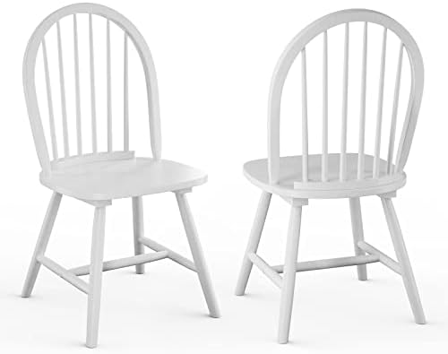 GIANTEX Wood Dining Chairs Set of 4, Windsor Chairs with Solid Wood Legs, High Spindle Back, H-Shaped Crossbars