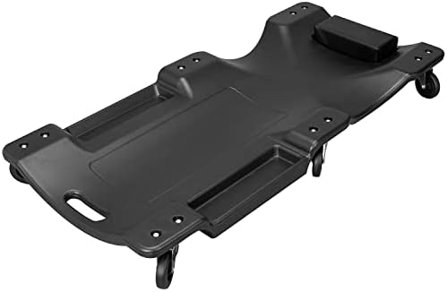 BIG RED 36" Rolling Garage Creeper, Shop Creeper Blow Molded Plastic Mechanic Cart with Padded Headrest with 4 Casters,350 LBS, Black,TR6240-P Torin