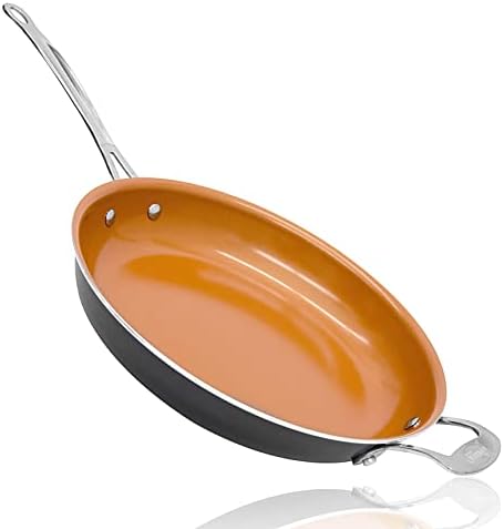 Gotham Steel 9.5 Inch Copper Non Stick Frying Pans Skillet | Ceramic Non Toxic Coating Made Without PFOA/PTFE/PFOS, Lightweight, Stay Cool Handle, Oven and Dishwasher Safe