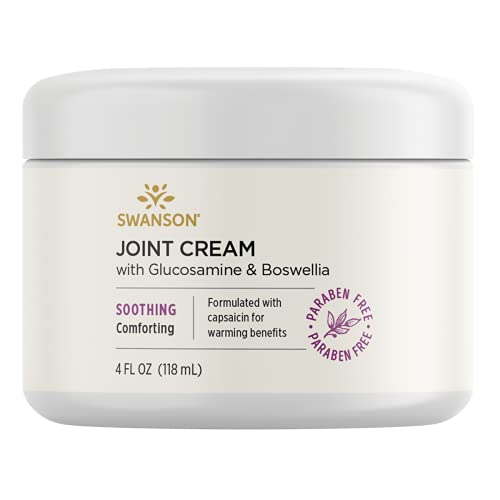 Swanson Joint Cream with Glucosamine & Boswellia, 4 fl oz | Unique Topical Formula with Capsaicin, Methyl Salicylate, Boswellia Extract