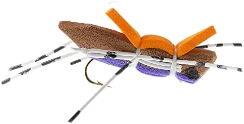 The Fly Fishing Place Grasshopper Trout Fly Assortment, Foam Body, 9 Flies, 3 Patterns, Hook Size 10