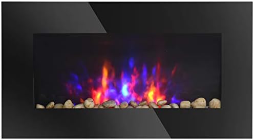 HOMCOM 29" Electric Fireplace Wall Mounted Fireplace Heater 1450W Black