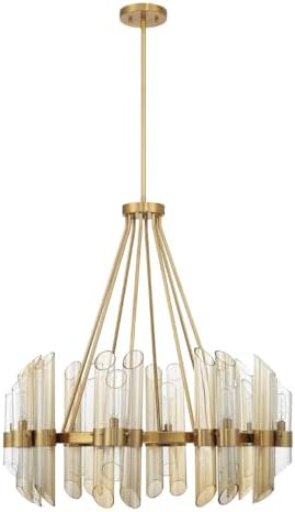 Savoy House 1-9105-8-322 Biltmore Art Deco Style Clear/Smoked/Champagne Glass Round Chandelier, 8-Light 480 Total Watts, 31" H x 30" W, Warm Brass