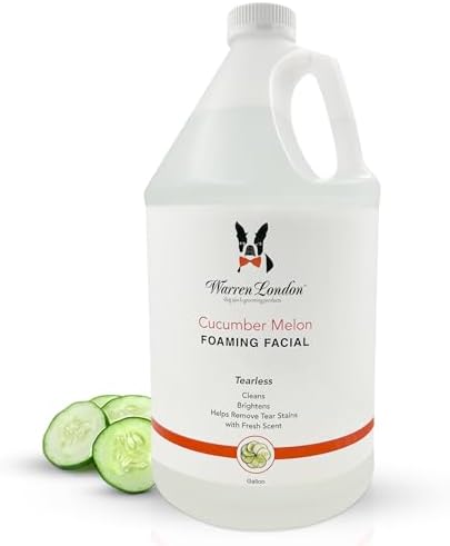 Warren London Foaming Pet Facial | Tear Free Dog Face Wash | Tearless Dog Shampoo for Faces & Dog Eye Stain Remover | Refreshing Cucumber Melon Wash | Made in USA | 8oz