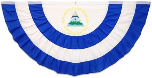Nicaragua 3x6ft Pleated Bunting Flag - Country Flags for Homes, Businesses, Offices, Schools