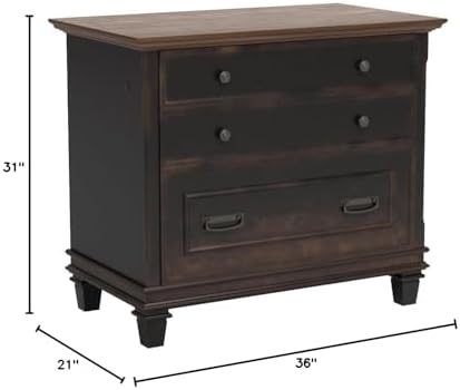 Hartford Wood Lateral File With Locking Legal/Letter File Drawer Black