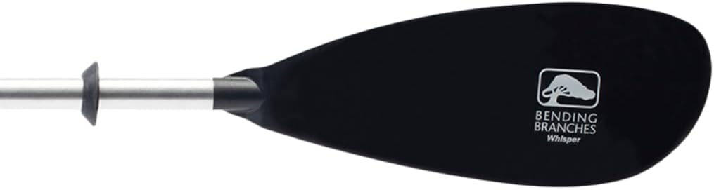 Bending Branches Whisper Kayak Paddle – 2‑Piece Aluminum Shaft, Polypropylene Blades, Adjustable 0°/60° Feathering, Black Comfort Grips, Dihedral Blade Design for Recreational Paddling